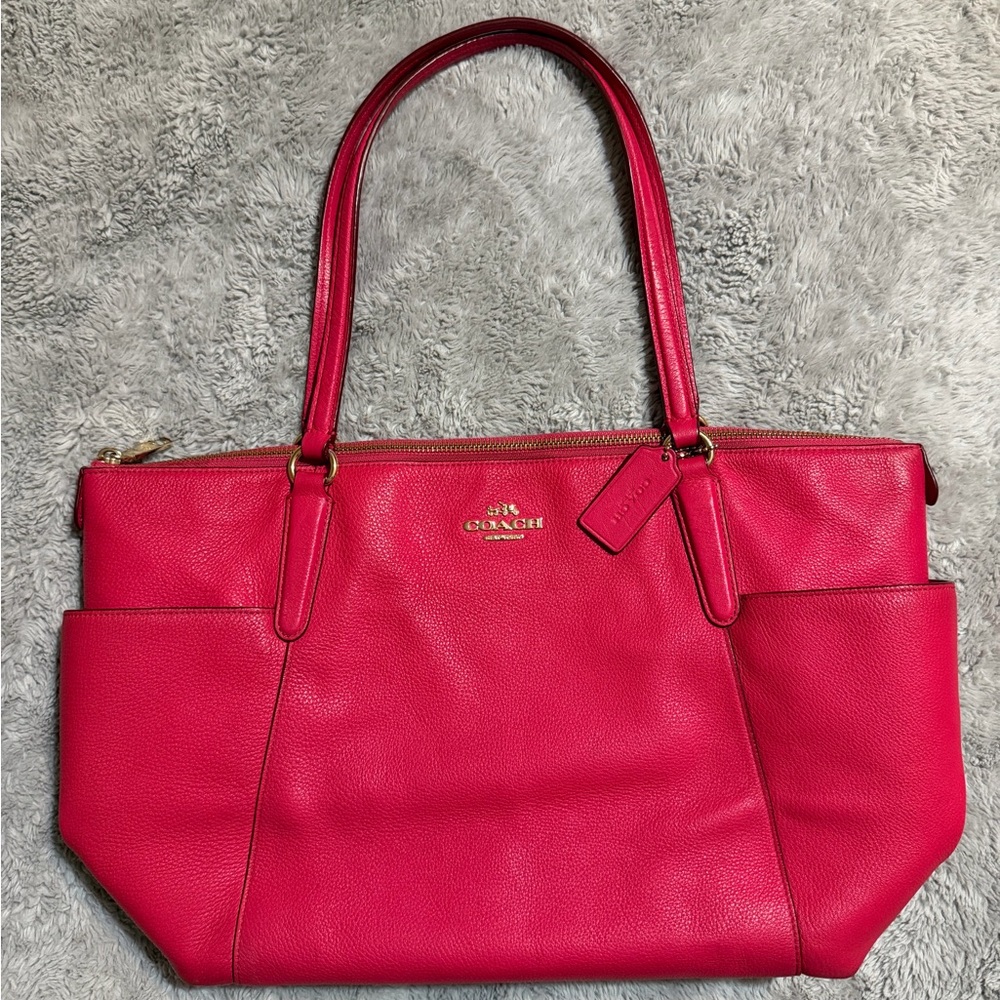 Coach Ava Hot Pink Pebble Leather Tote Bag